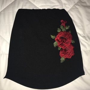 Black Skirt with Embroidery